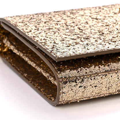Saint Laurent Glitter Galactica Monogram Chain Wallet Platino 6 of 8