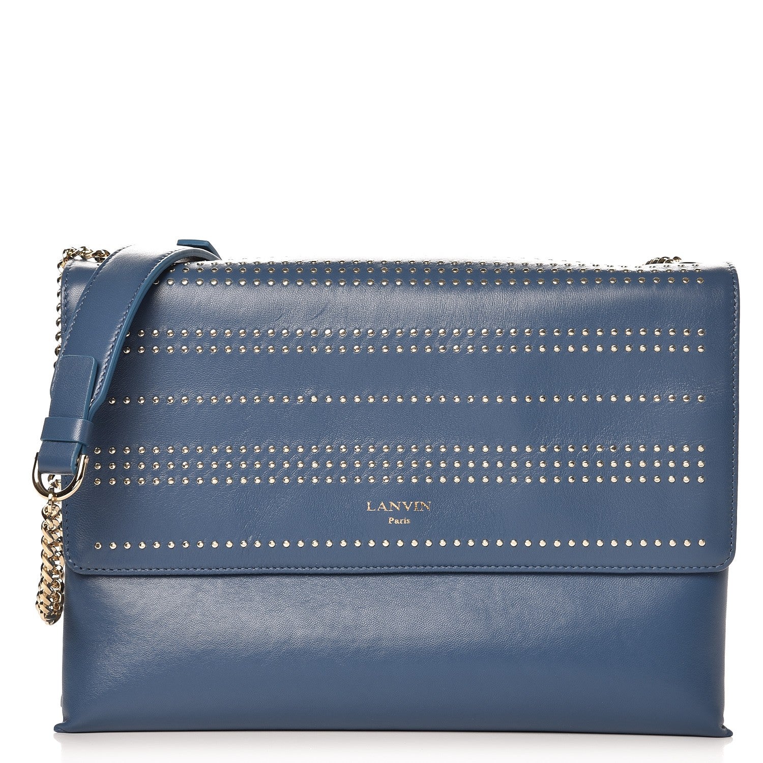 Lanvin Lambskin Studded Medium Sugar Flap Shoulder Bag Blue 1 of 10