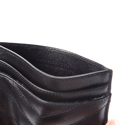 Saint Laurent Grain De Poudre Matelasse Chevron Monogram Credit Card Case Black 7 of 9