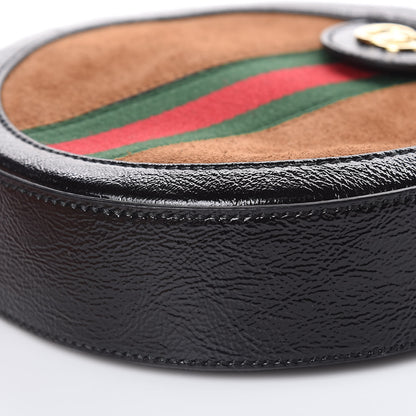 Gucci Suede Patent Web Mini Ophidia Round Shoulder Bag Nocciola Black 9 of 10