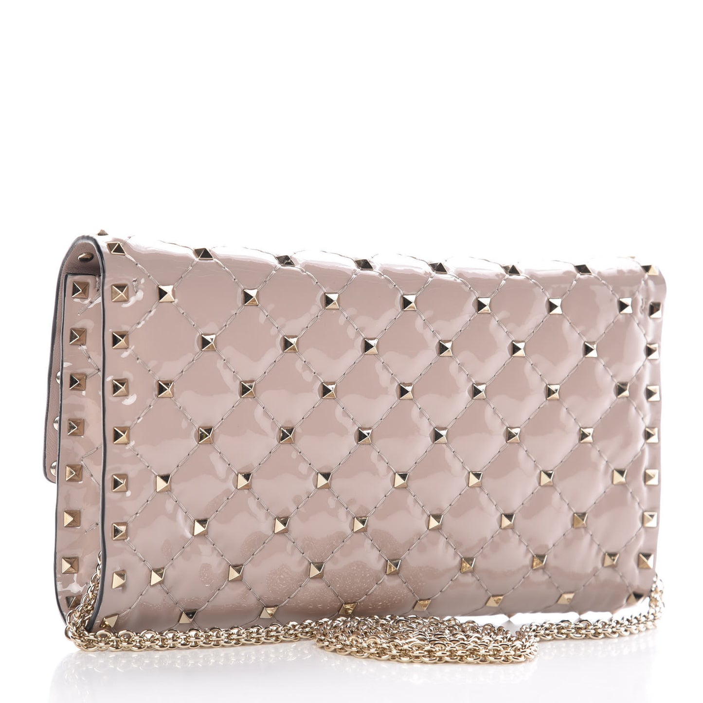 Patent Rockstud Spike Wallet on Chain Poudre
