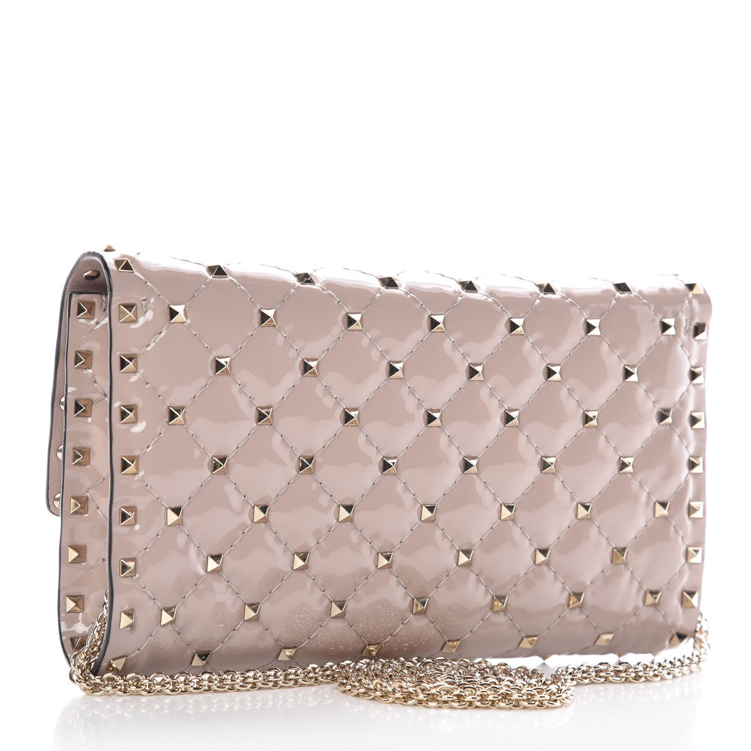 Valentino Garavani Patent Rockstud Spike Wallet on Chain Poudre 3 of 8