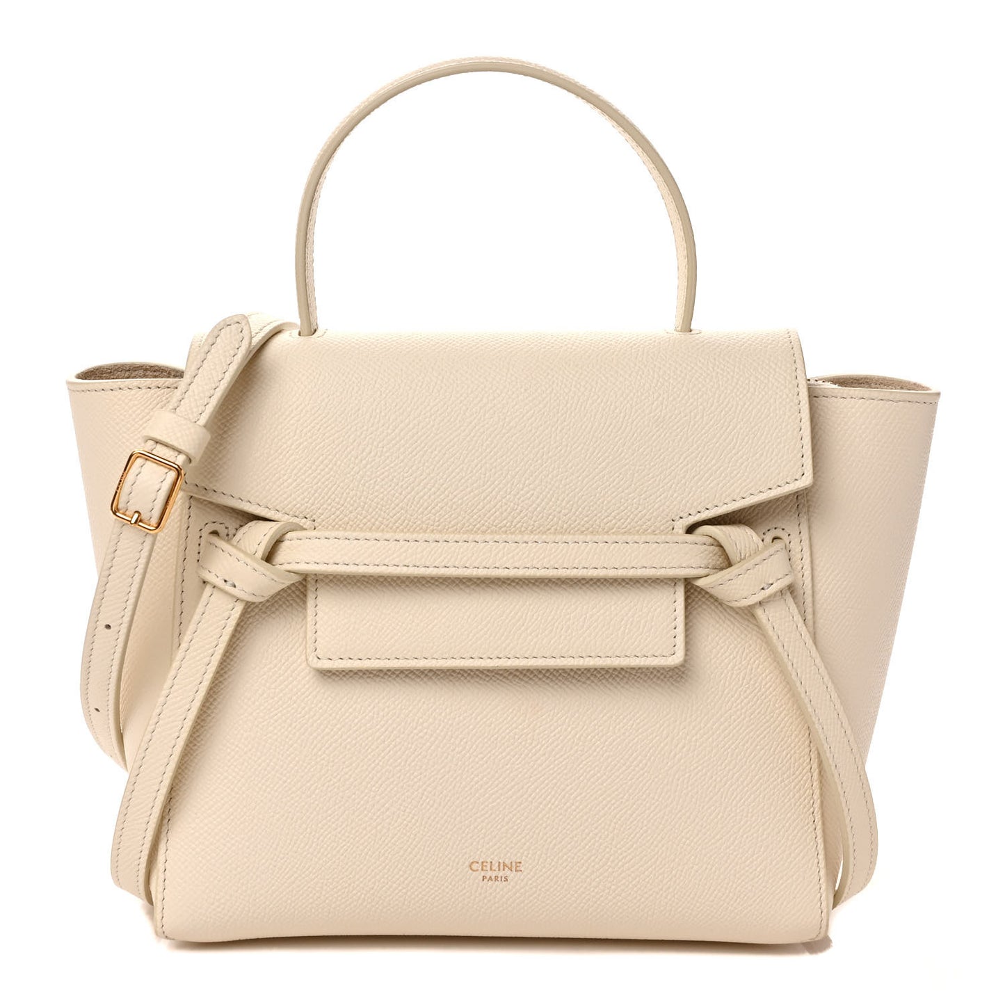 Grained Calfskin Nano Belt Bag White