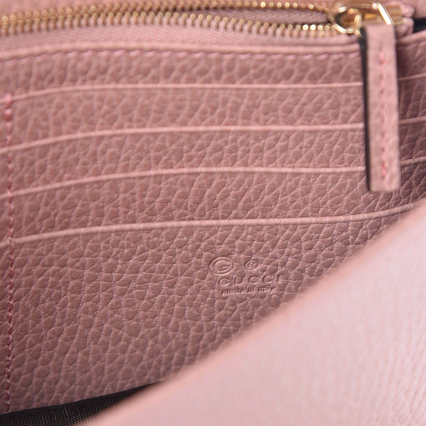 Dollar Calfskin Interlocking G Chain Wallet Soft Pink