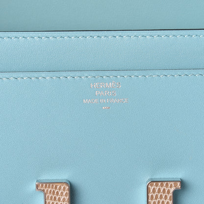 Hermes Tadelakt Lizard Constance Long Wallet Bleu Atoll Ficelle 6 of 16