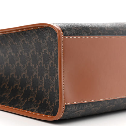 Celine Triomphe Canvas Calfskin Horizontal Cabas Tan 10 of 11