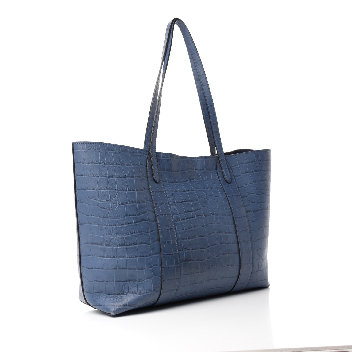 Mulberry Matte Crocodile Embossed Bayswater Tote Pale Navy 3 of 16
