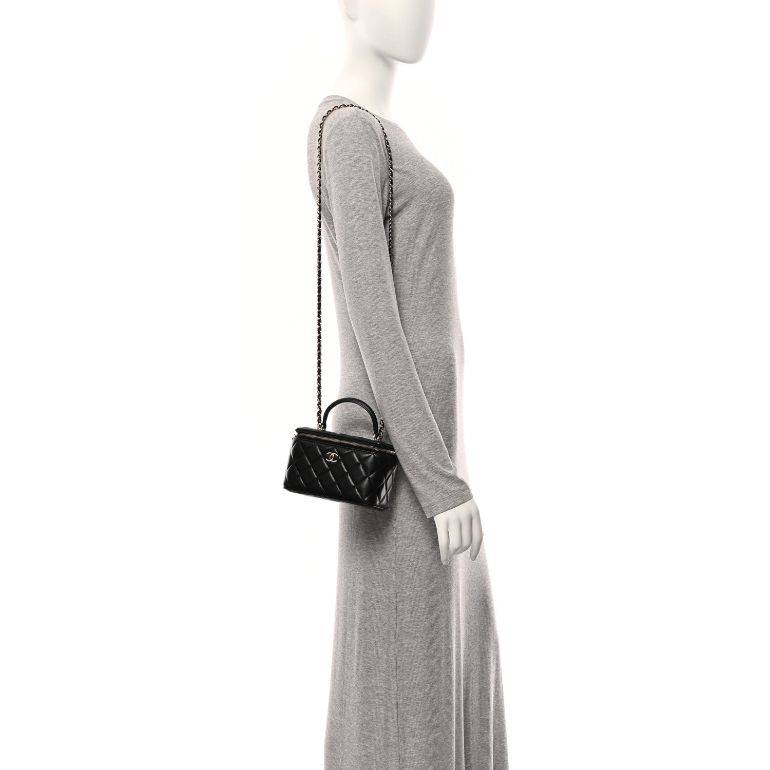 Chanel Lambskin Quilted Small Top Handle Vanity Case With Chain Black 2 of 10