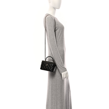 Chanel Lambskin Quilted Small Top Handle Vanity Case With Chain Black 2 of 10