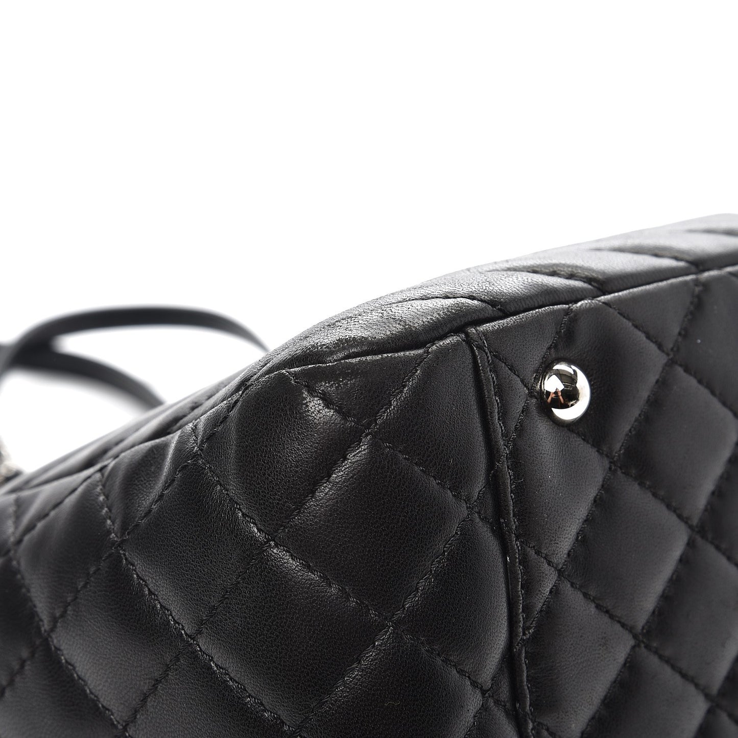 Lambskin Surpique Chevron Quilted Tote Black