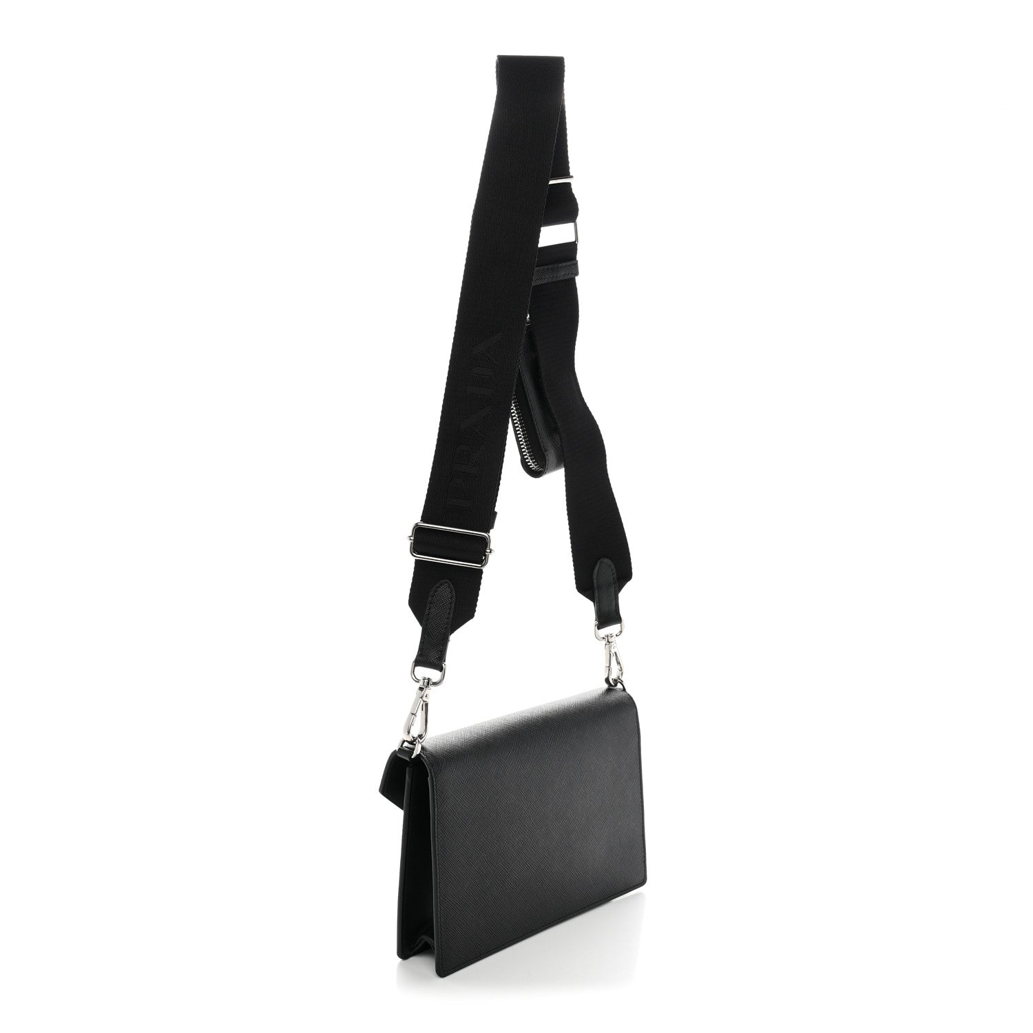 Prada Saffiano City Calf Mini Envelope Bag Black 4 of 11