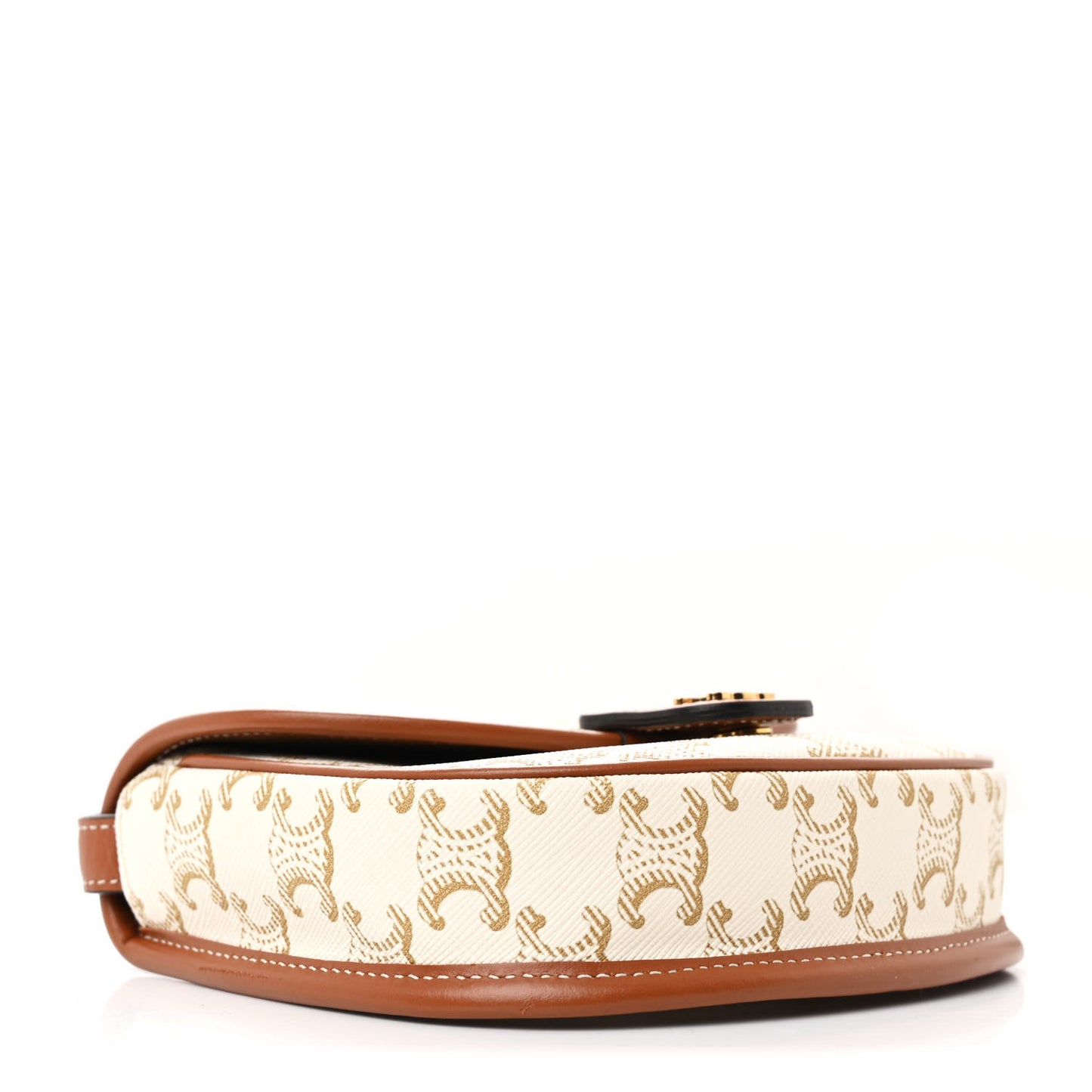 Triomphe Canvas Calfskin Mini Besace Bag White