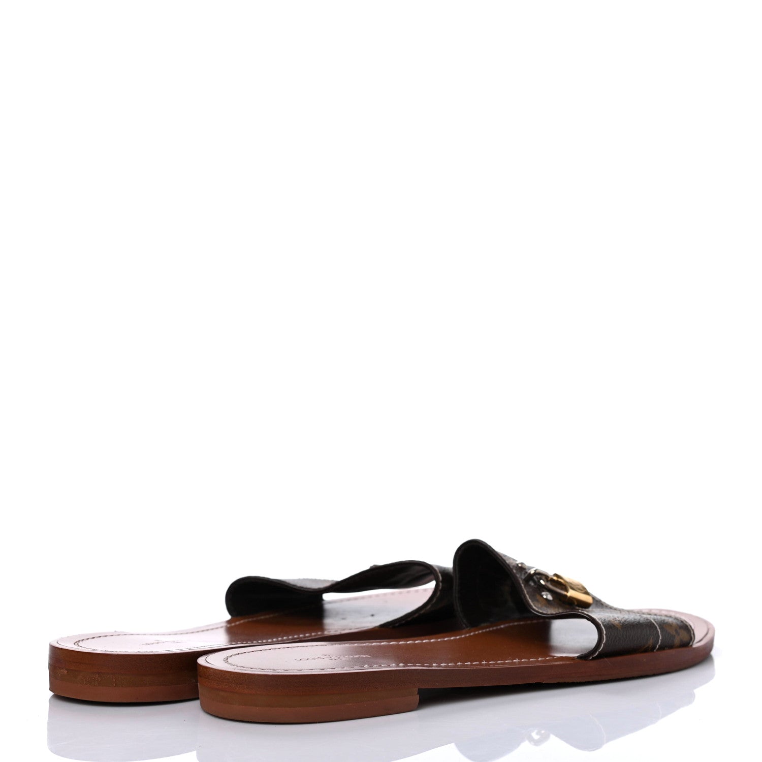 Louis Vuitton Monogram Lock It Flat Mules 41 Brown 3 of 4