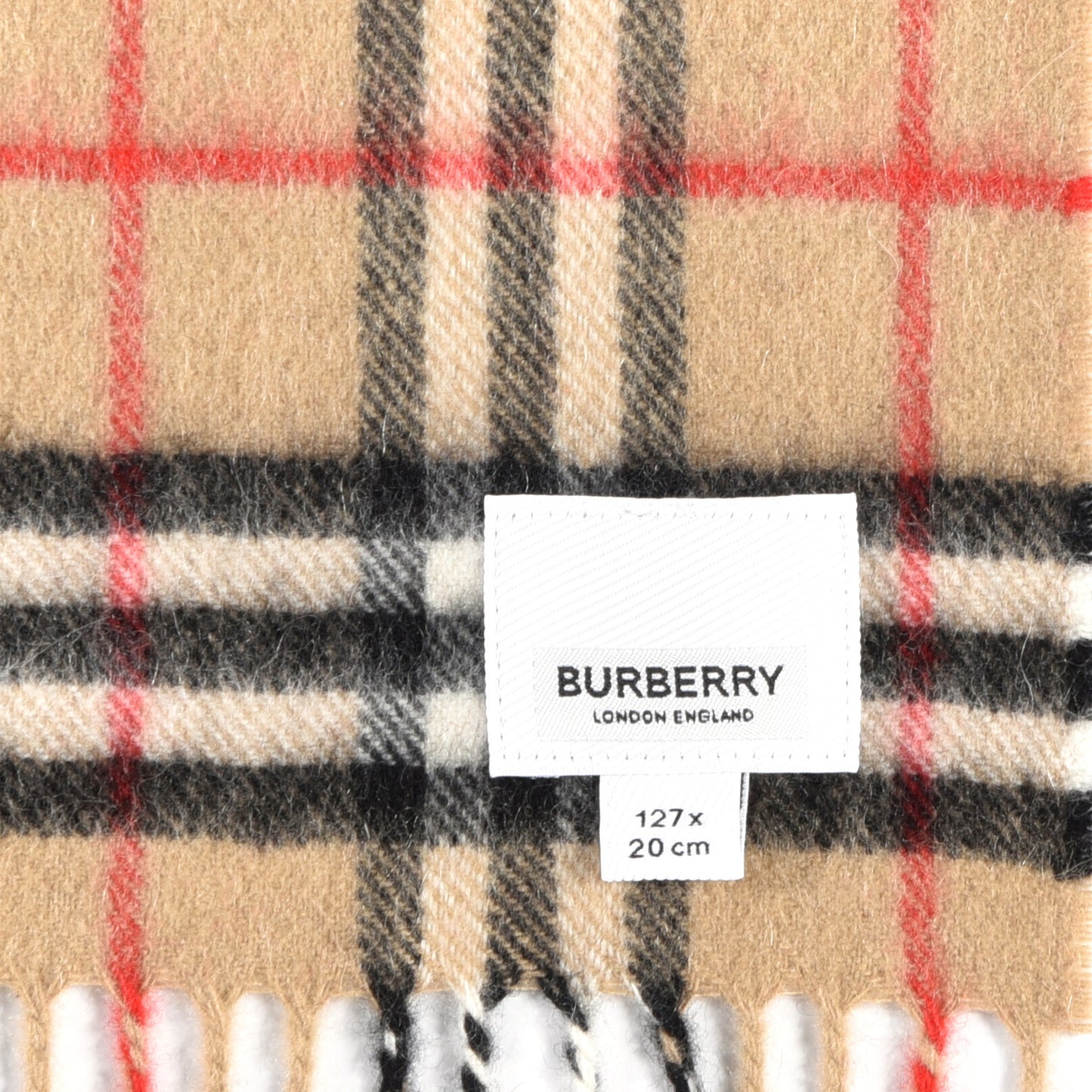 Cashmere Nova Check Fringe Scarf Camel