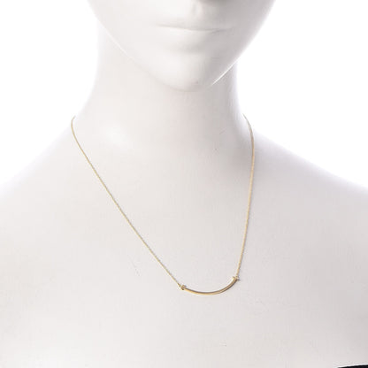 Tiffany 18K Yellow Gold Small T Smile Pendant Necklace 2 of 7