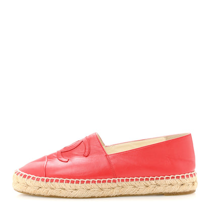Chanel Lambskin CC Espadrilles 38 Red 1 of 9