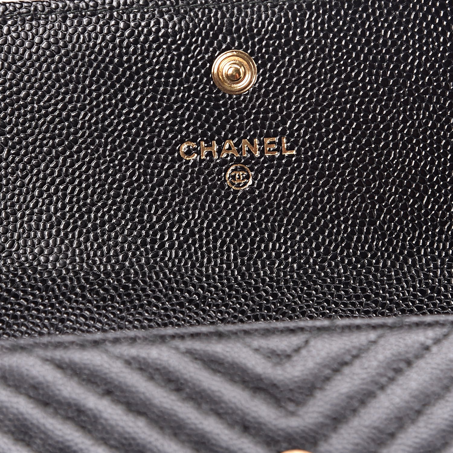 Chanel Caviar Chevron Quilted Boy Flap Wallet Black 6 of 9