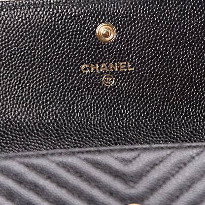 Chanel Caviar Chevron Quilted Boy Flap Wallet Black 6 of 9