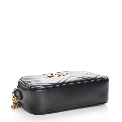 Gucci Calfskin Matelasse Small GG Marmont Chain Shoulder Bag Black 4 of 8