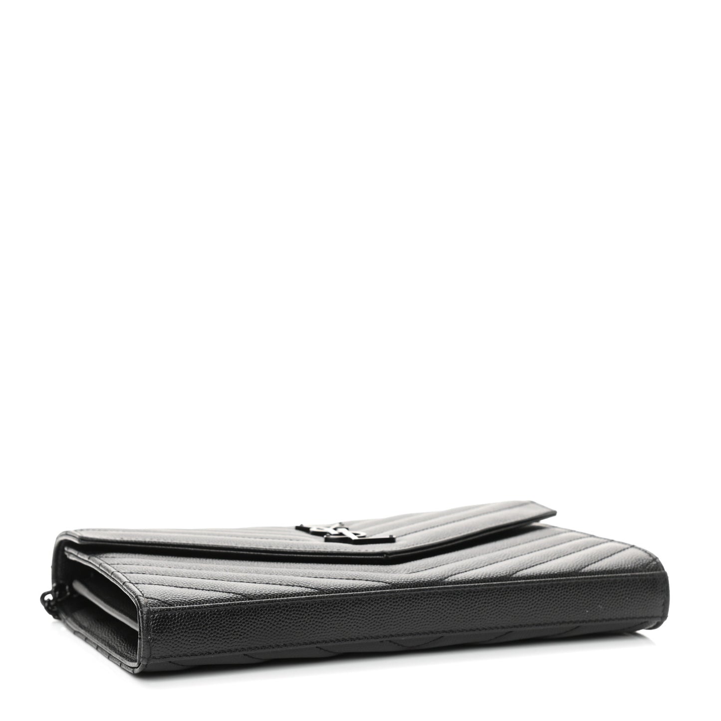 Grain De Poudre Matelasse Chevron Monogram Chain Wallet Black