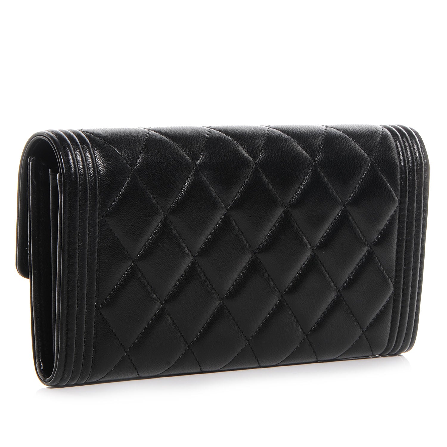 Chanel Lambskin Quilted Boy Flap Wallet Black 3 of 9