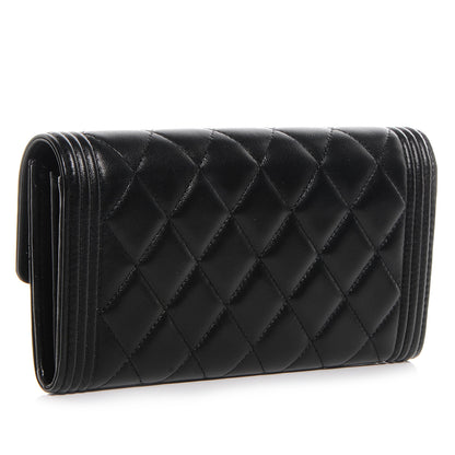 Chanel Lambskin Quilted Boy Flap Wallet Black 3 of 9