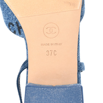 Chanel Denim Cap Toe CC Slingback Flats 37 Light Blue Multicolor 6 of 11