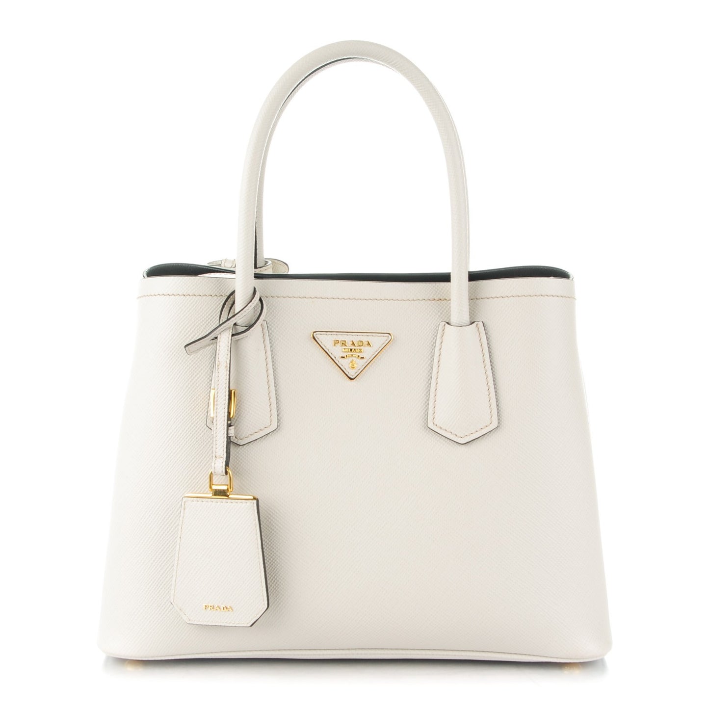 Saffiano Cuir Small Double Bag Talco Nero Black