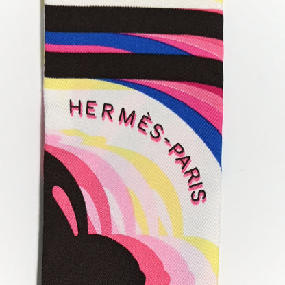 Hermes Silk Brides De Gala Shadow Twilly Rose Vif Marron Jaune 2 of 4