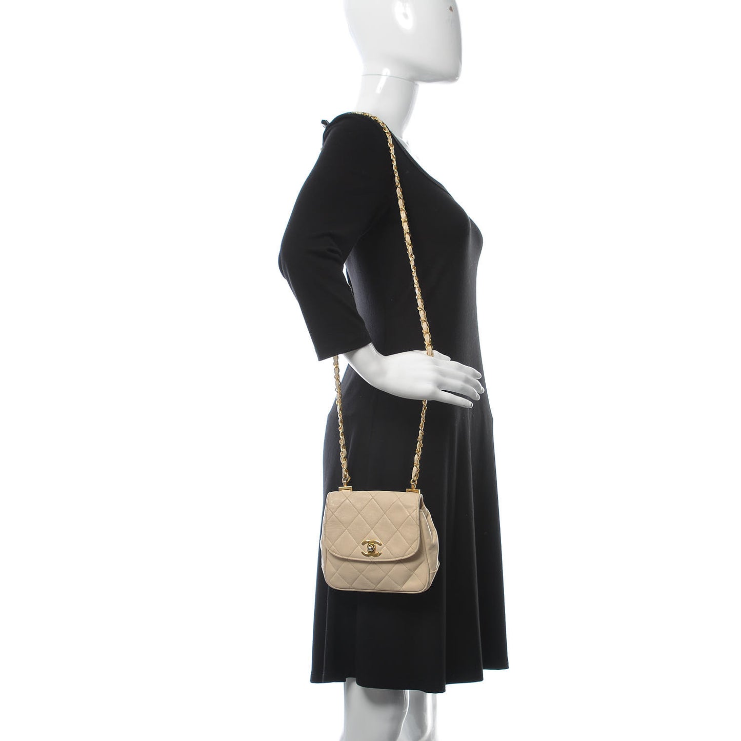 Caviar Quilted Mini Square Flap White