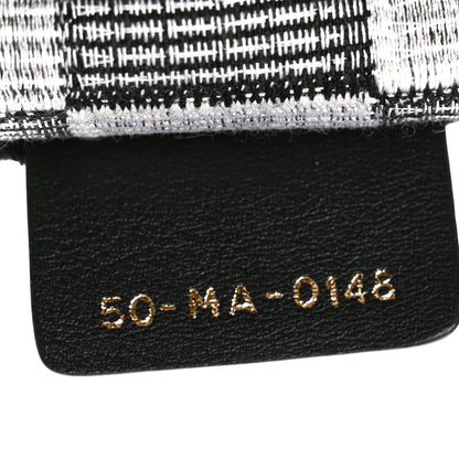 Christian Dior Canvas Embroidered Checkered Book Tote Black White 7 of 11