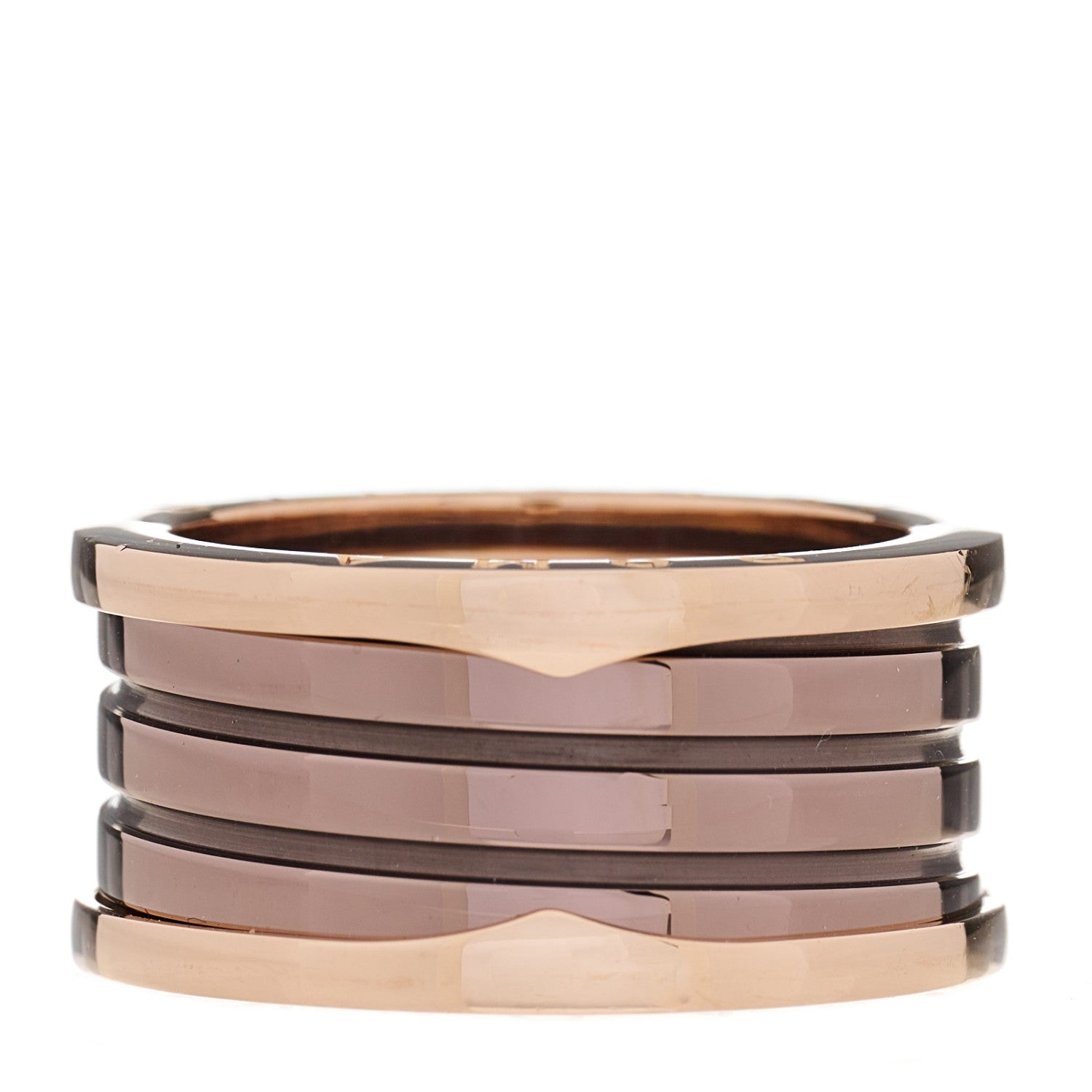 Bulgari 18K Rose Gold Bronze Cermet B.Zero1 Roma Four-Band Ring 63 10.25 1 of 7