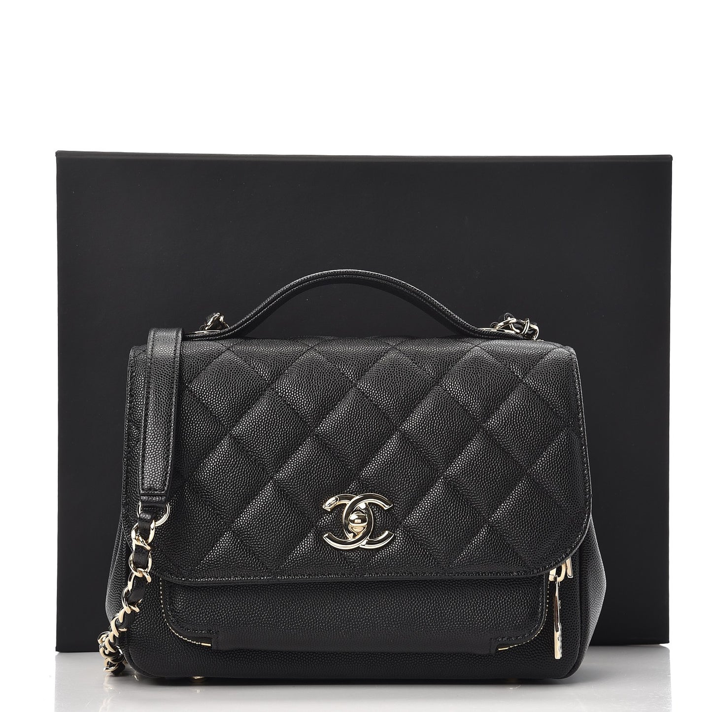 Caviar Quilted Small Business Affinity Flap Black