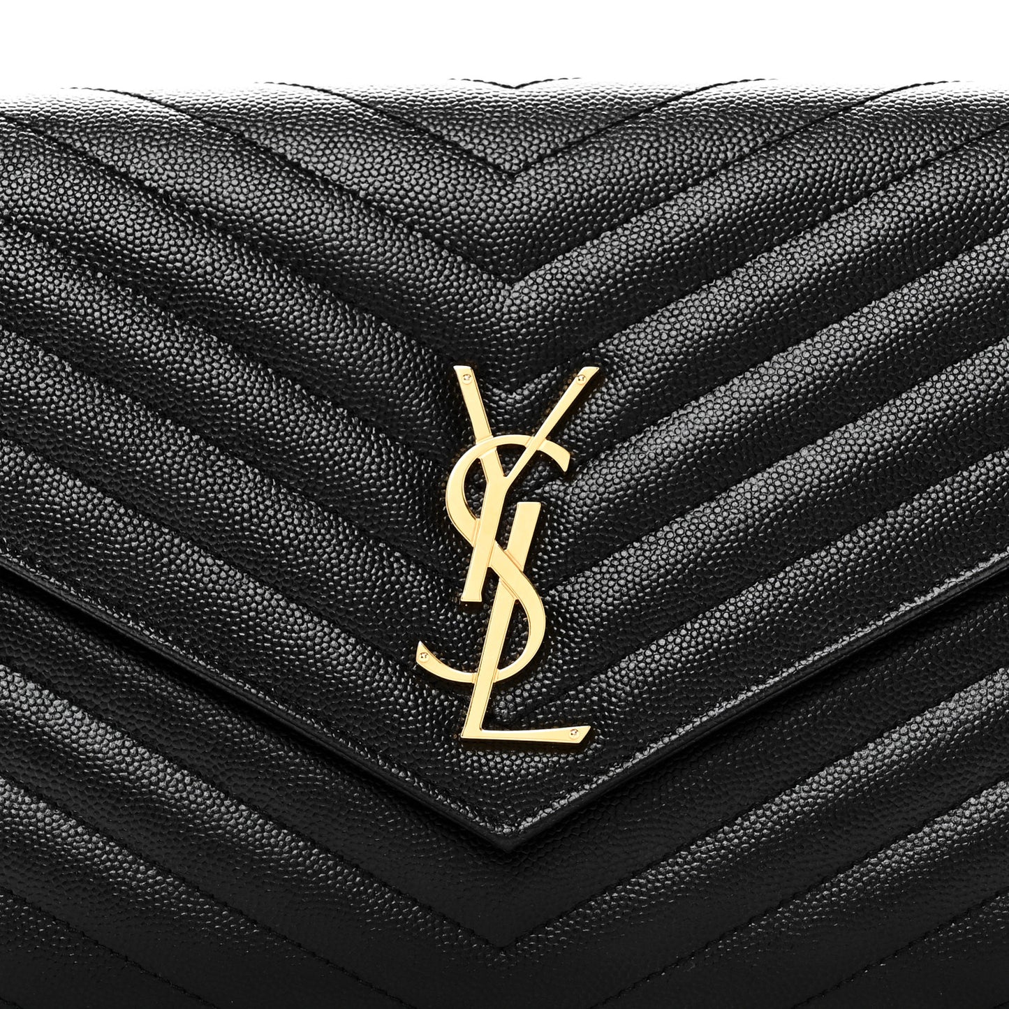 Grain De Poudre Matelasse Chevron Monogram Envelope Clutch Black