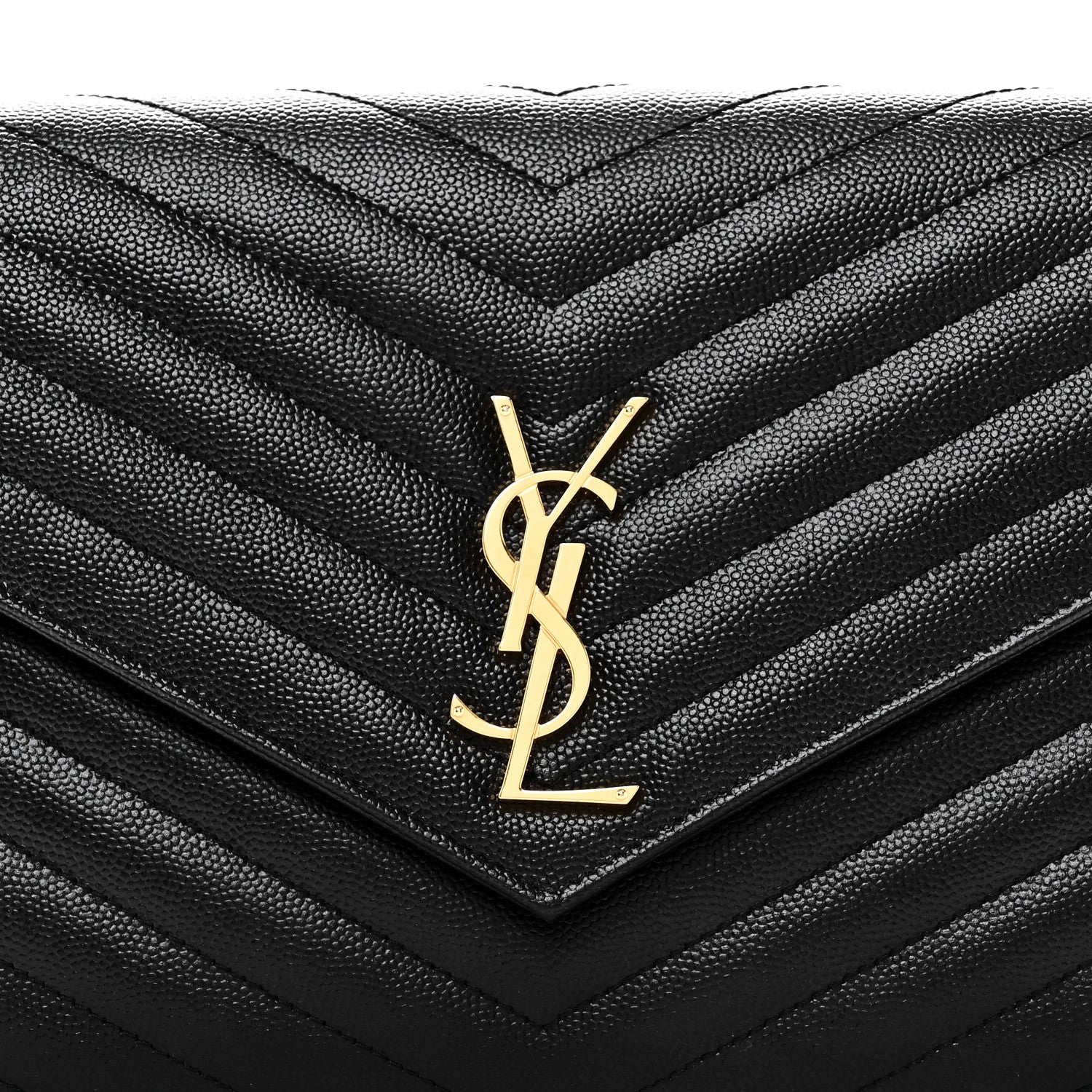 Saint Laurent Grain De Poudre Matelasse Chevron Monogram Envelope Clutch Black 8 of 10