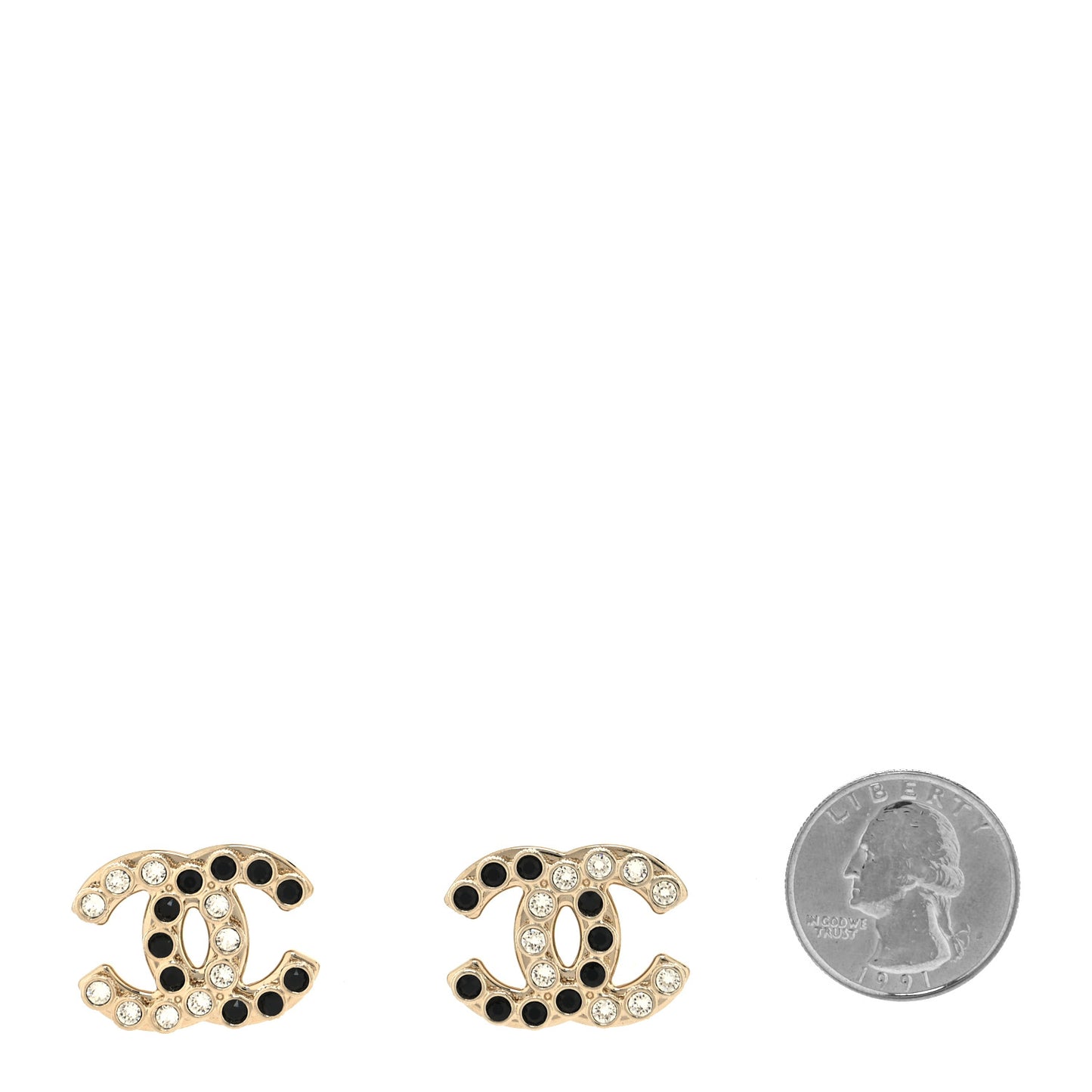 Crystal CC Earrings Black Gold