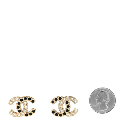 Chanel Crystal CC Earrings Black Gold 2 of 4