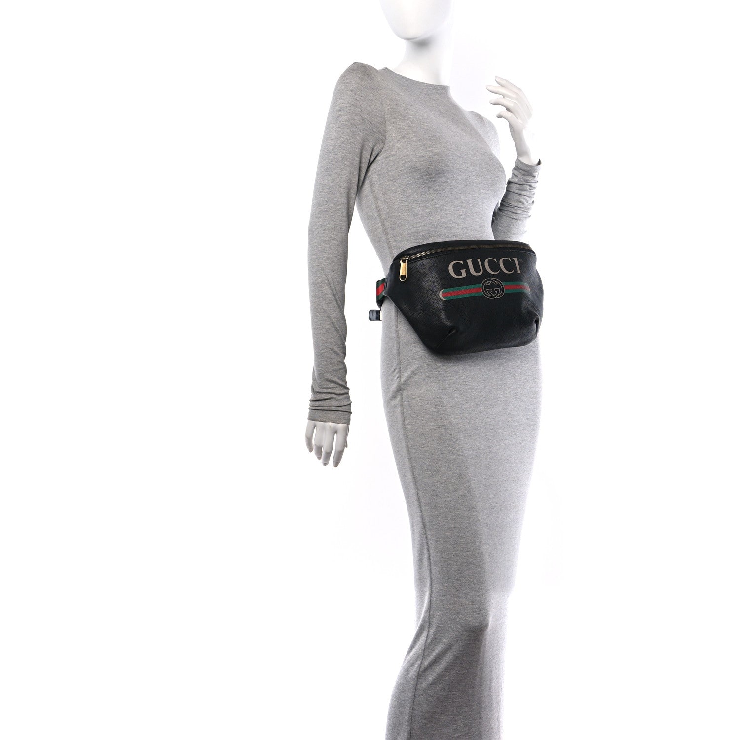 Gucci Grained Calfskin Logo Belt Bag Black 2 of 10