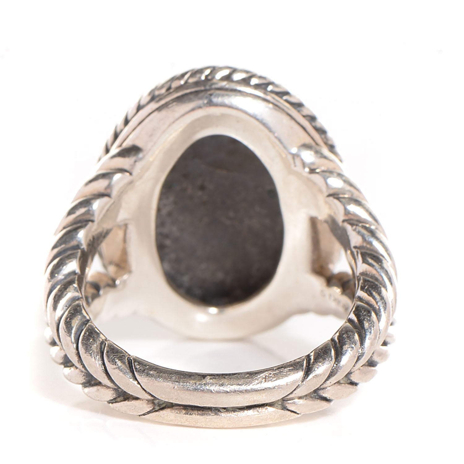 David Yurman Sterling Silver Diamond Cable Coil Ring 8 3 of 5