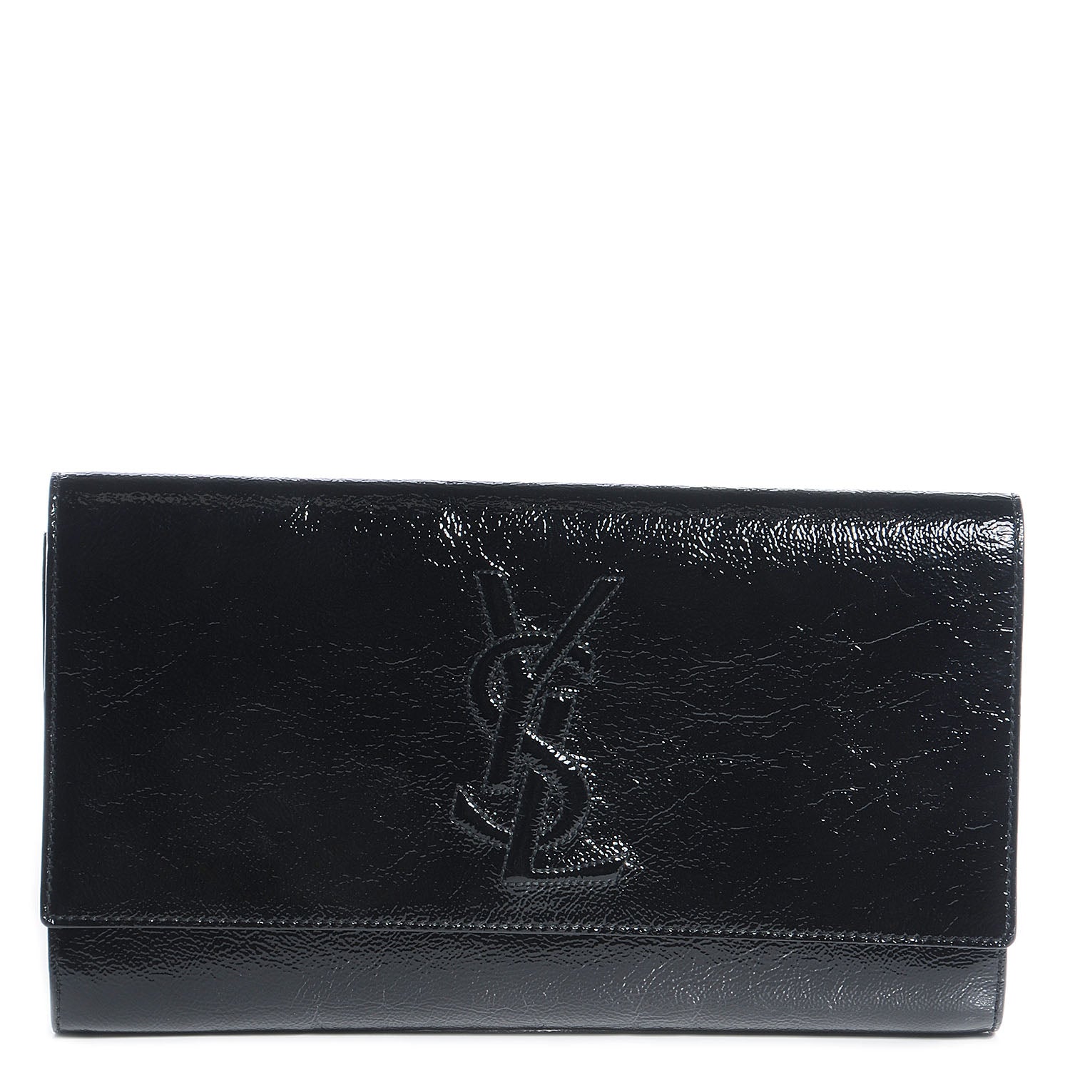 Saint Laurent Textured Patent Monogram Large Belle De Jour Clutch Black 1 of 7