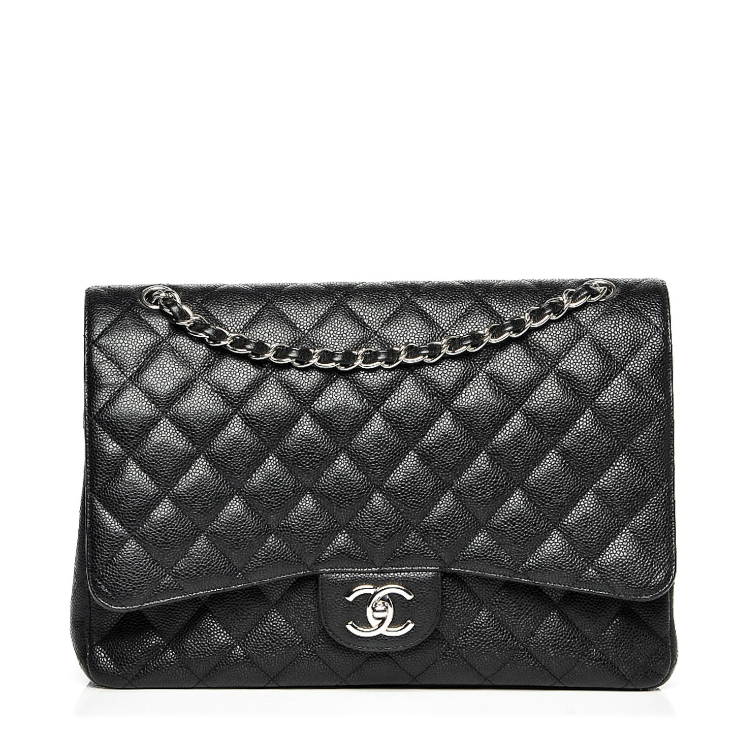 Caviar Quilted Maxi Double Flap Black