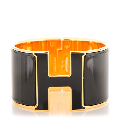 Hermes Enamel Extra Wide Clic H Bracelet PM Black 1 of 4