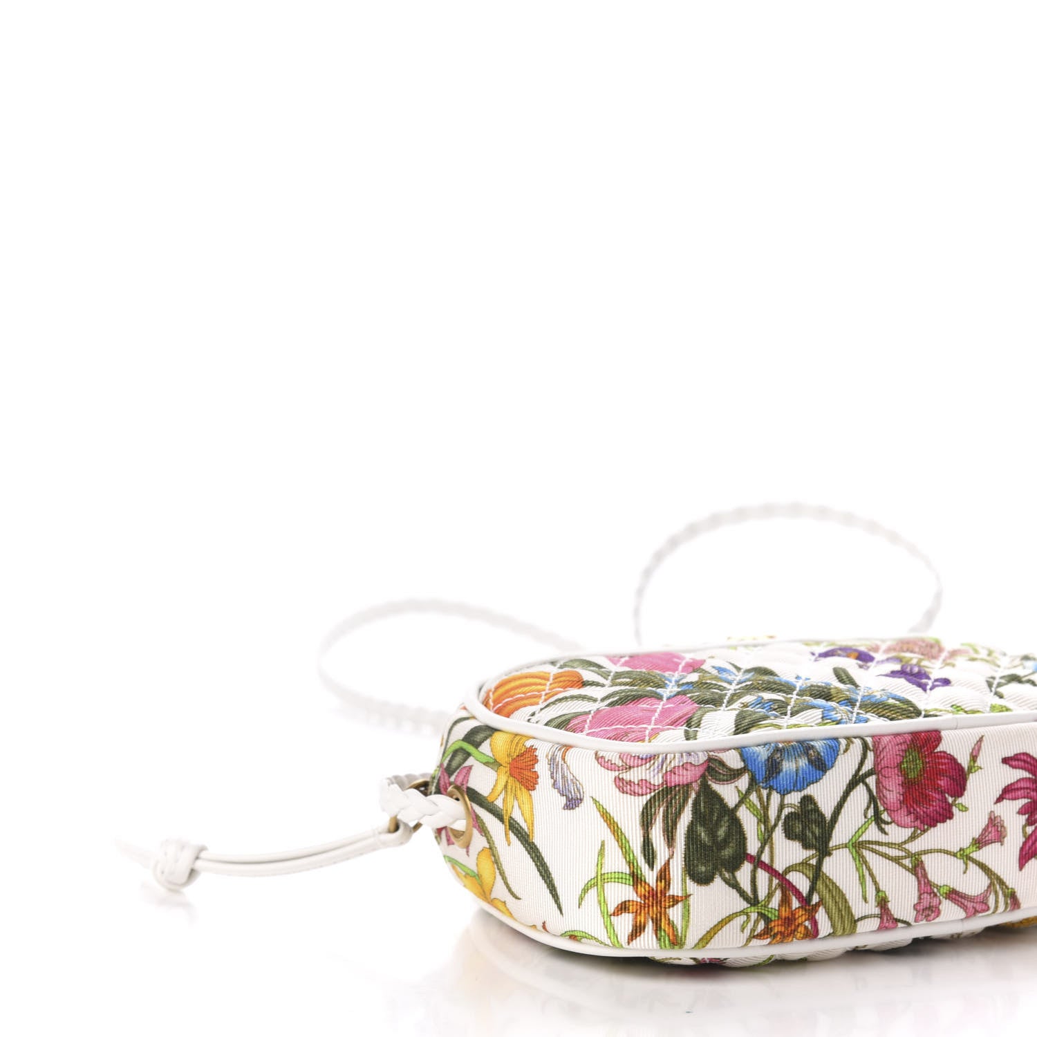 Gucci Canvas Flora Floral Trapuntata Mini Zumi Dome Shoulder Bag White 8 of 11