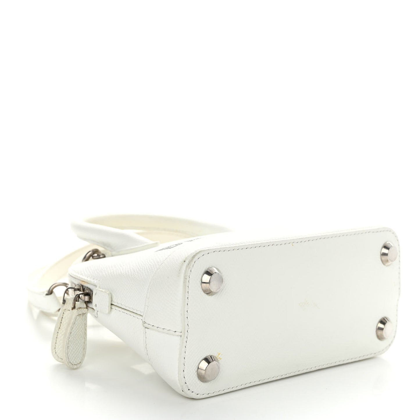 Grained Calfskin XXS Ville Top Handle Bag White Black