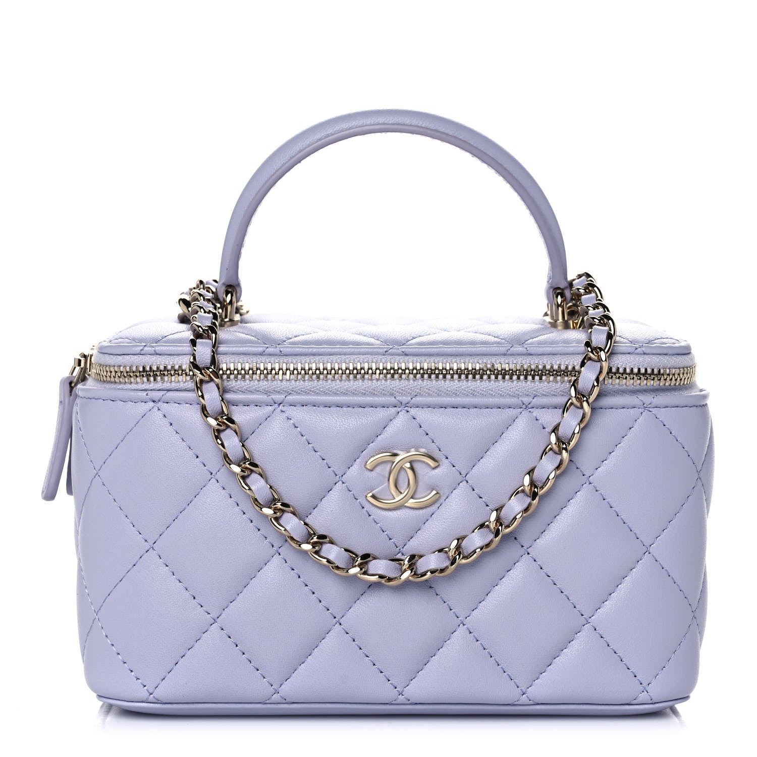 Chanel Lambskin Quilted Small Top Handle Vanity Case With Chain Light Purple 1 of 12