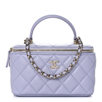 Chanel Lambskin Quilted Small Top Handle Vanity Case With Chain Light Purple 1 of 12