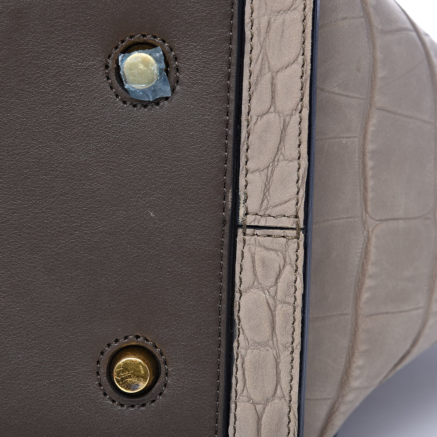 Celine Crocodile Embossed Nubuck Calfskin Small Tie Knot Tote Grey 9 of 13