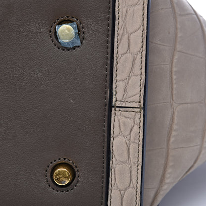 Celine Crocodile Embossed Nubuck Calfskin Small Tie Knot Tote Grey 9 of 13