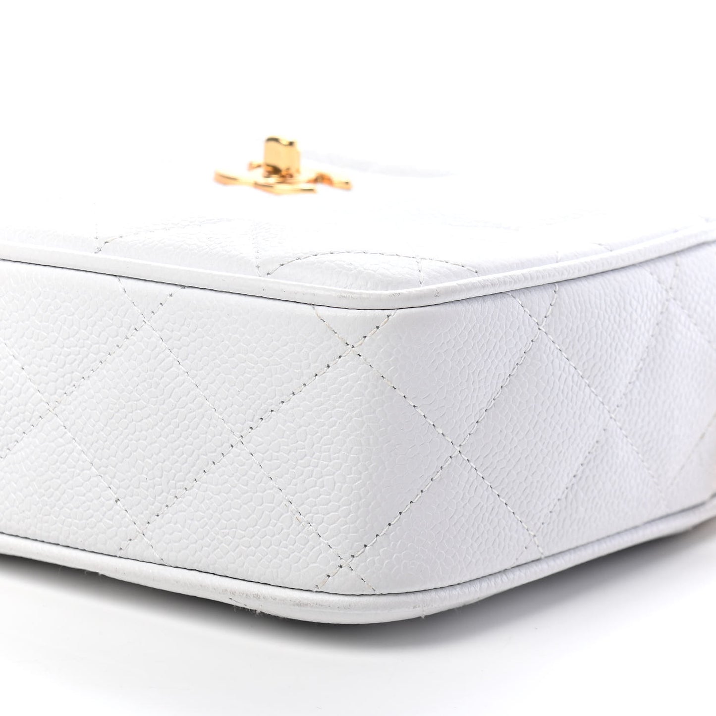 Caviar Quilted Camera Case White