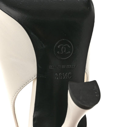Chanel Lambskin Slingback Pumps 36.5 White Black 8 of 12